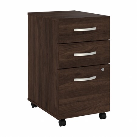 Bbf Hybrid 3 Drawer Mobile File Cabinet in Black Walnut - Assembled HYF216BWSU-Z